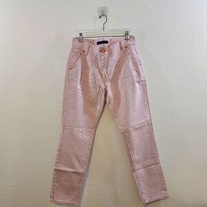 Washborn Pleated 100% Cotton Pinstripe Red and White Pants Size 28 NWOT